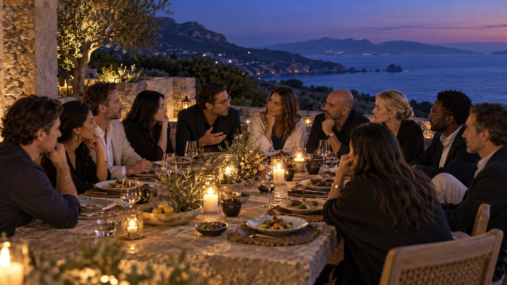 Eleven contemporary founders and CEOs sharing a private dinner in Sardinia